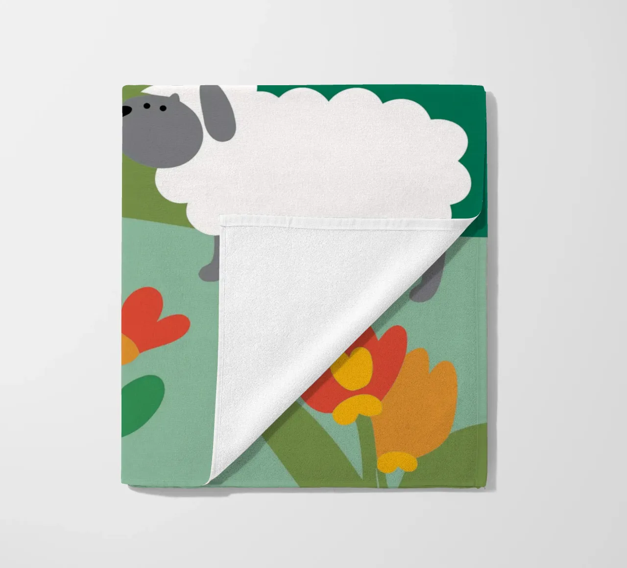 Dog and Sheep beach towel by CUTE ANIMALS