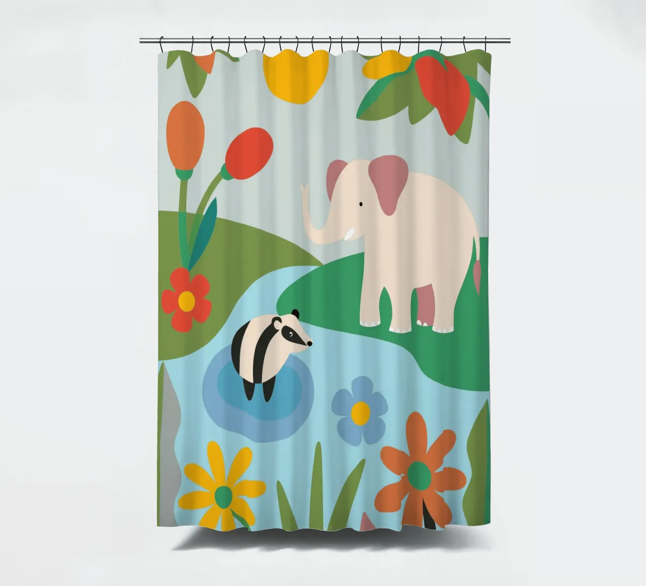 Elephant in the Forest shower curtain by CUTE ANIMALS