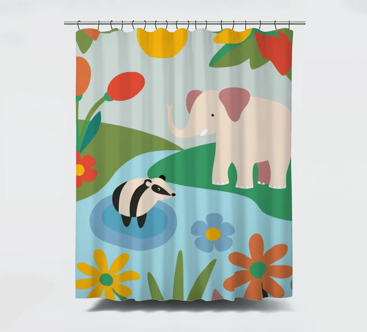 Elephant in the Forest shower curtain by CUTE ANIMALS