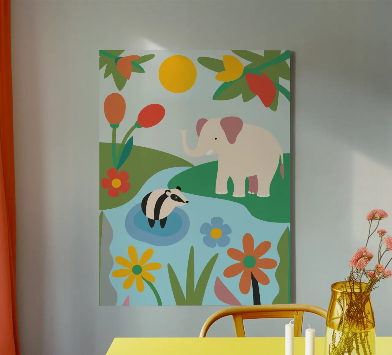 Elephant in the Forest canvas with Floater frame by CUTE ANIMALS