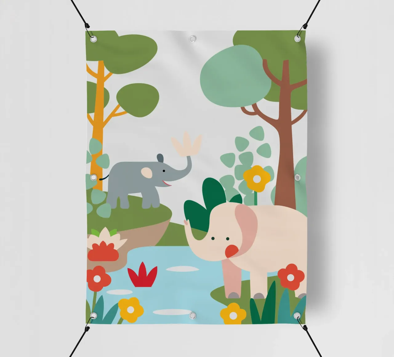 Elefante nella foresta telo in pvc da CUTE ANIMALS
