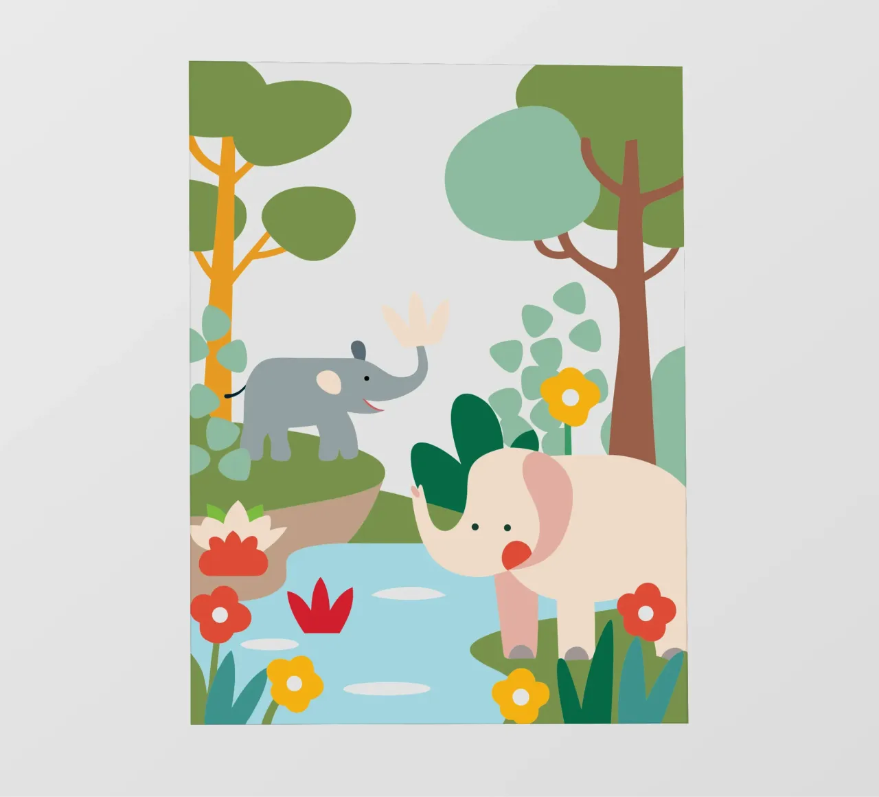 Elefante nella foresta telo in pvc da CUTE ANIMALS