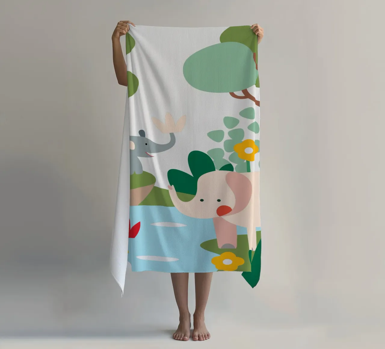 Elephant in the Forest beach towel by CUTE ANIMALS