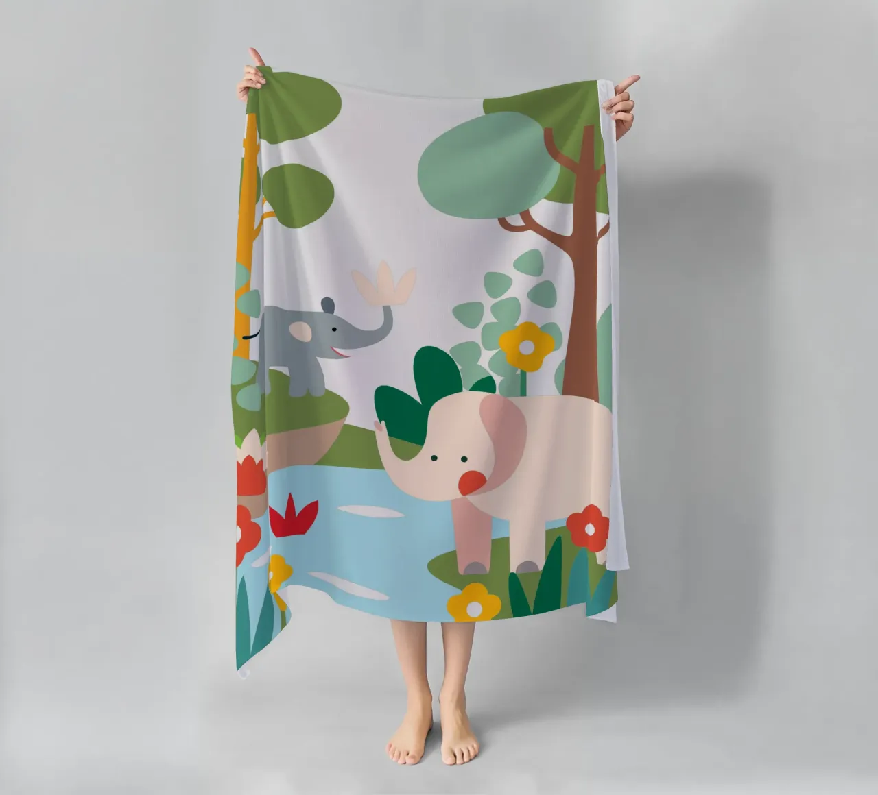 Elephant in the Forest beach towel by CUTE ANIMALS