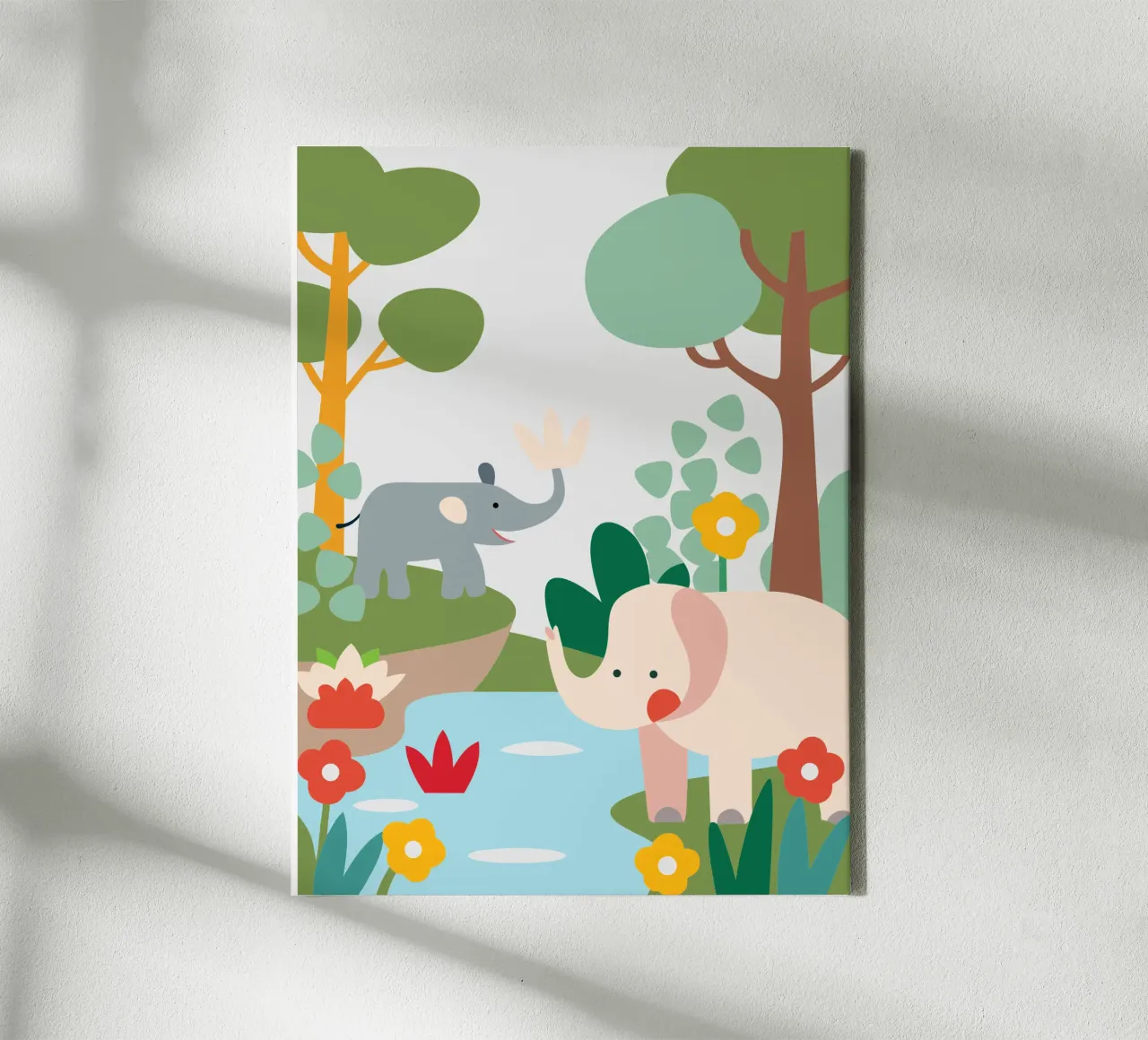 Elephant in the Forest canvas with Floater frame by CUTE ANIMALS