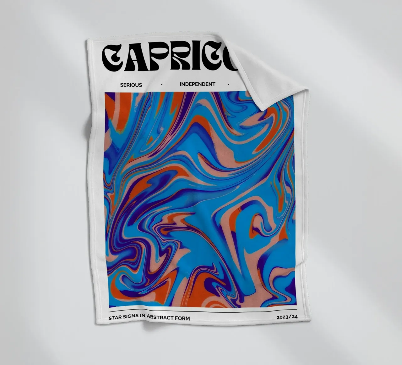 Capricorn Abstract - Bold Psychedelic Zodiac Print fleece blanket by NorwesClub