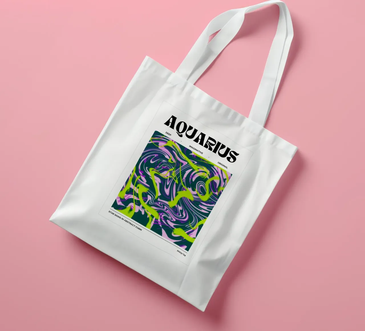 Aquarius Abstract - Electric Psychedelic Zodiac Print tote bag by NorwesClub