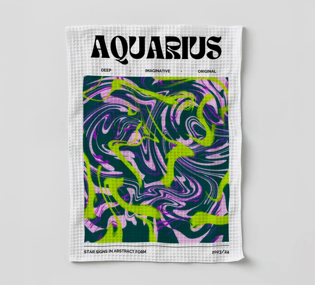 Aquarius Abstract - Electric Psychedelic Zodiac Print torchon de NorwesClub