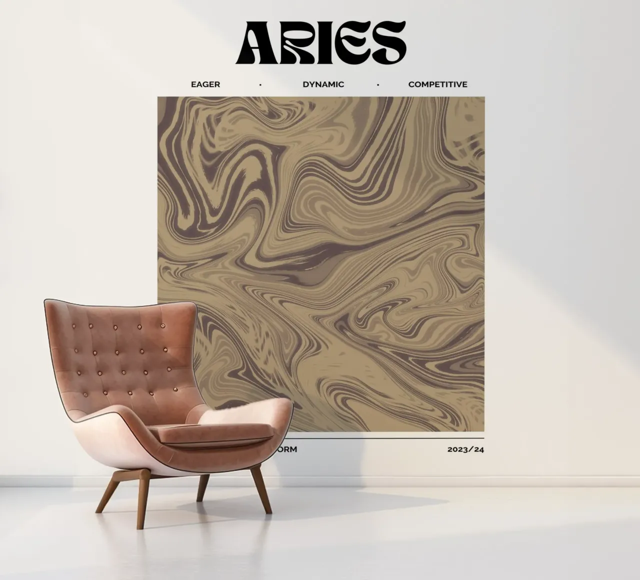 Aries Abstract - Earthy Swirl Zodiac Print photo wallpaper by NorwesClub