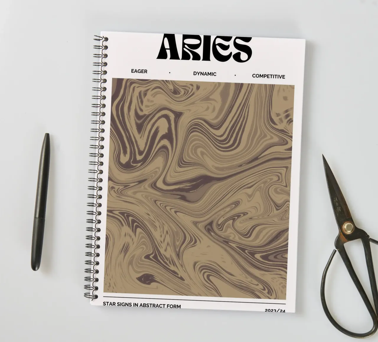 Ram Abstract - Aardse werveling Zodiac Print notitieboek met spiraal van NorwesClub
