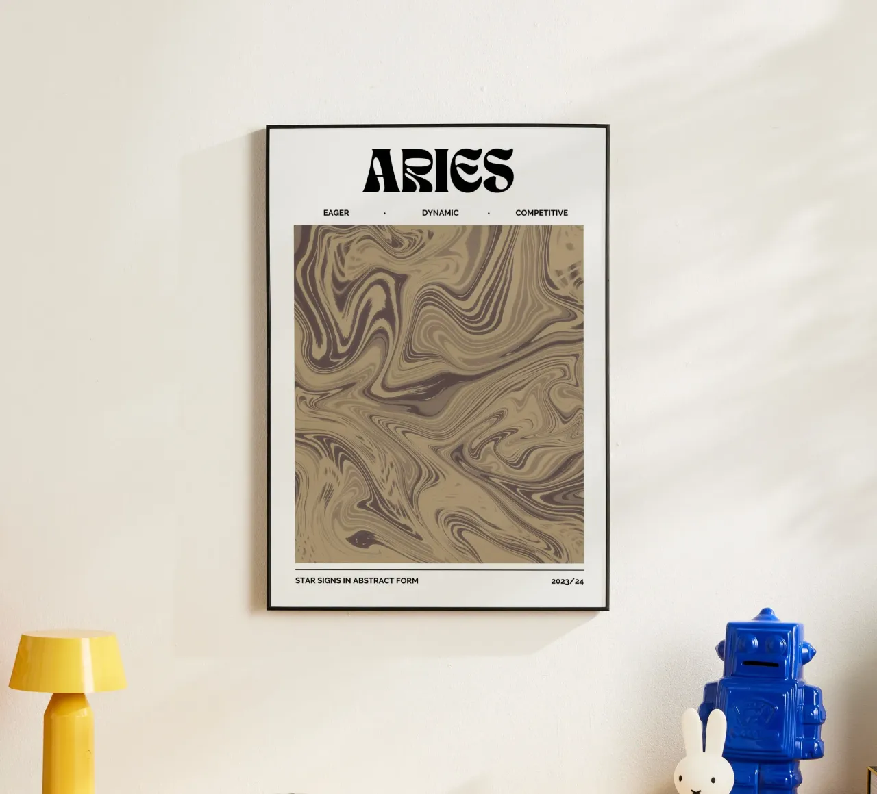 Aries Abstract - Earthy Swirl Zodiac Print alu-dibond by NorwesClub