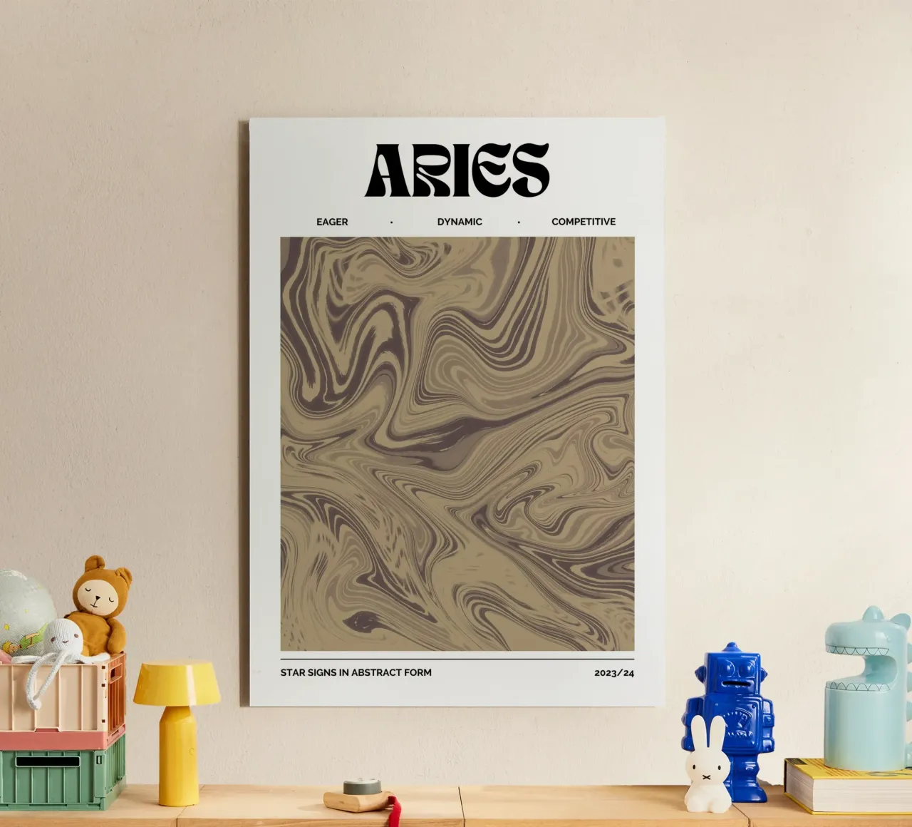 Aries Abstract - Earthy Swirl Zodiac Print alu-dibond by NorwesClub