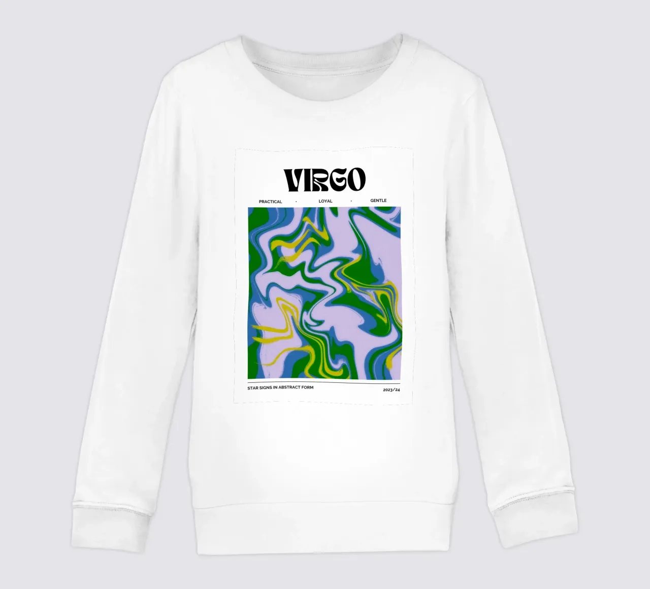 Maagd Abstract - Rustige Psychedelische Dierenriem Print kinder sweatshirt van NorwesClub