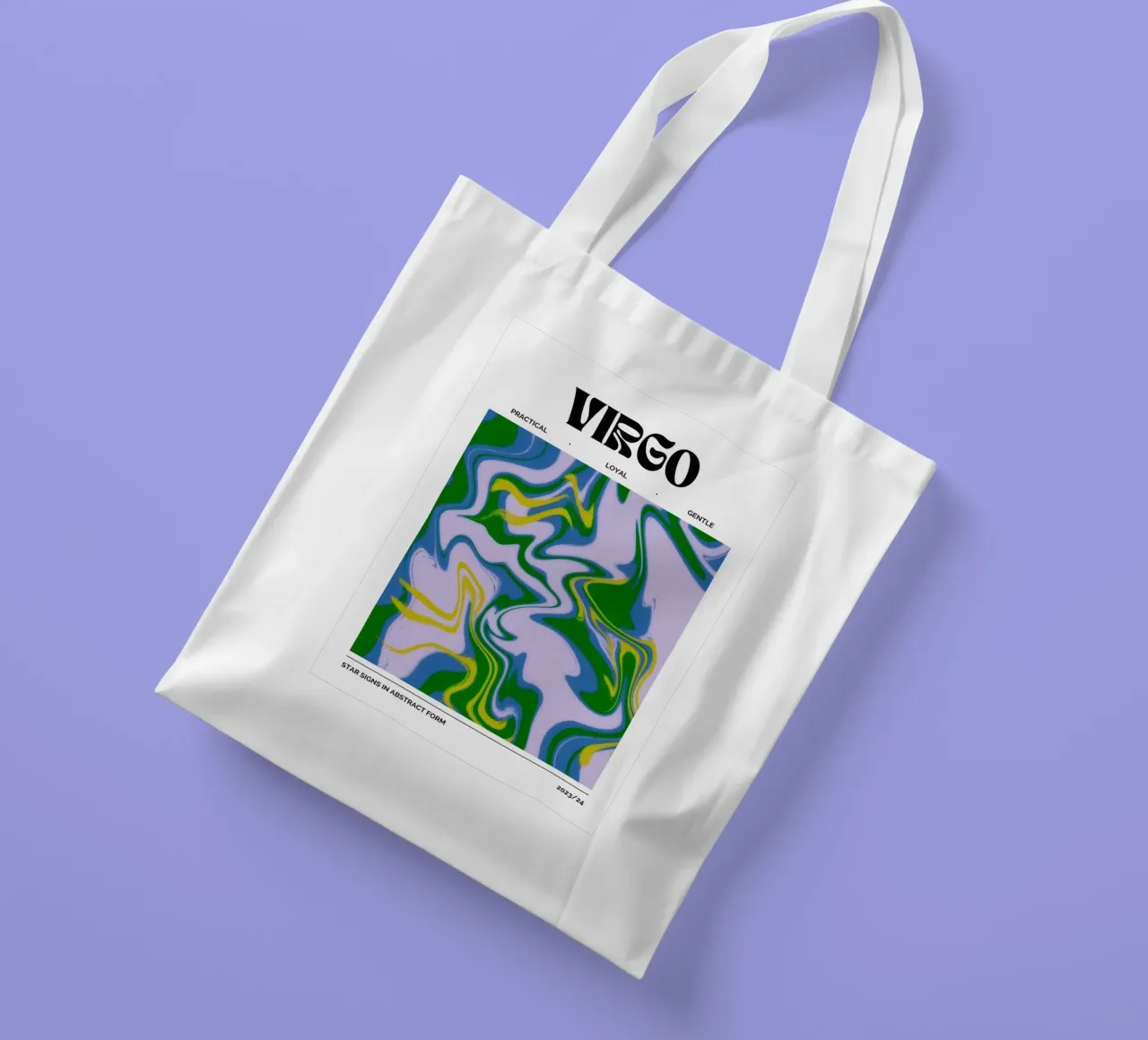 Maagd Abstract - Rustige Psychedelische Dierenriem Print jute draagtas van NorwesClub