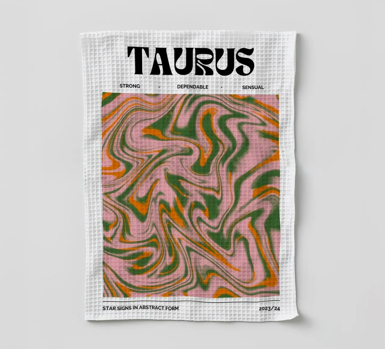 Taurus Abstract - Earthy Psychedelic Zodiac Print (en anglais) torchon de NorwesClub