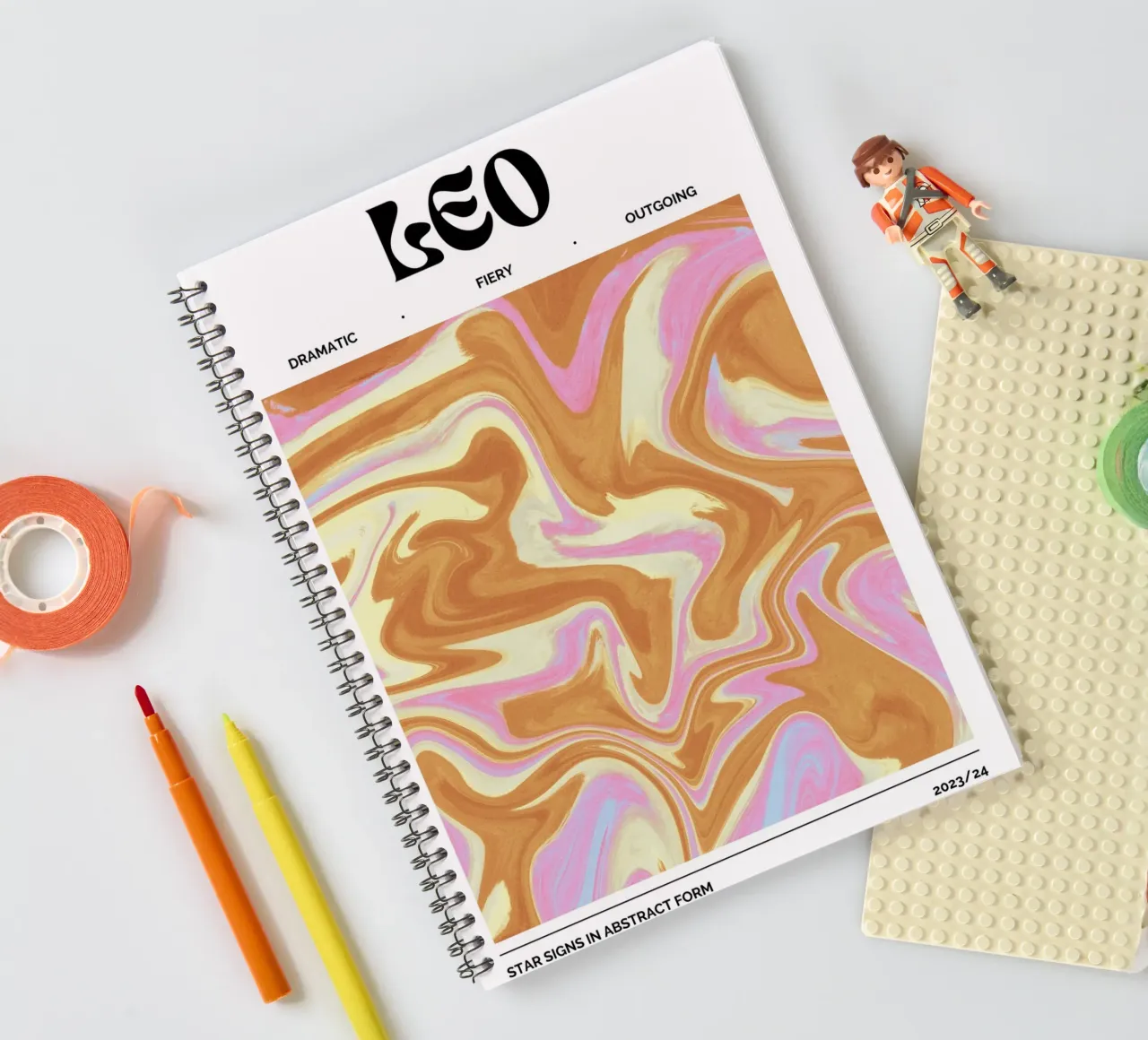 Leo Abstract - Fiery Psychedelic Zodiac Print spiral notebook by NorwesClub