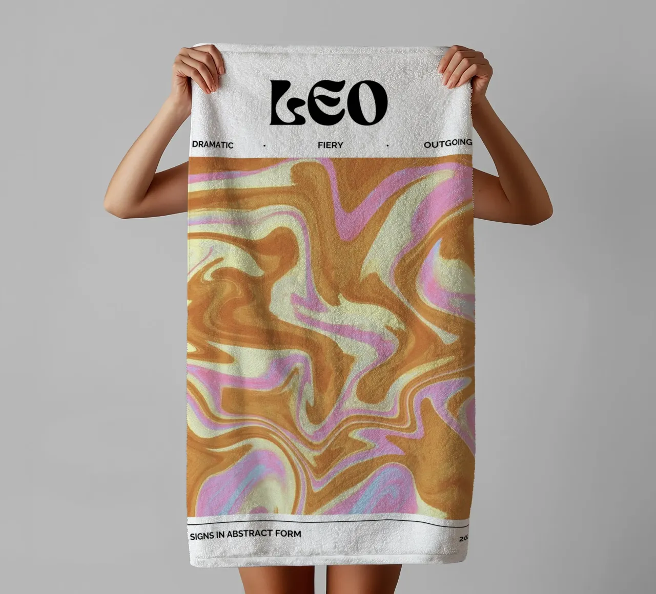 Leo Abstract - Fiery Psychedelic Zodiac Print towel by NorwesClub
