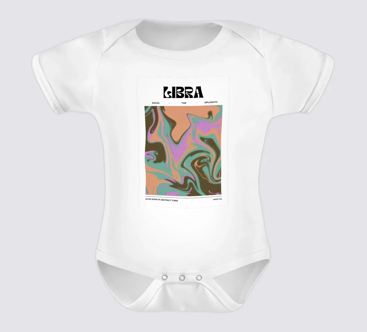 Libra Abstract - Harmonious Psychedelic Zodiac Print short-sleeve baby romper by NorwesClub