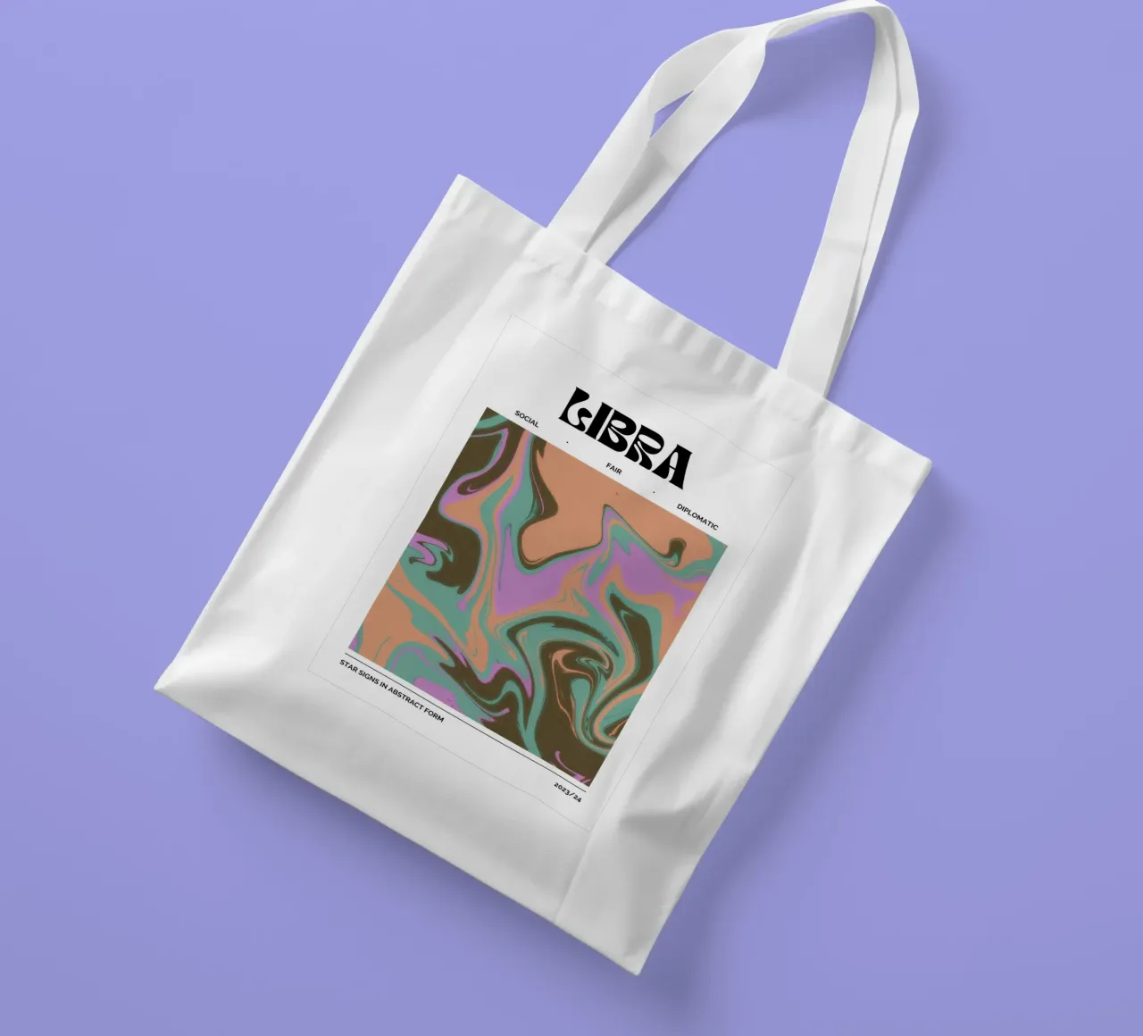 Weegschaal Abstract - Harmonieuze Psychedelische Dierenriem Print jute draagtas van NorwesClub