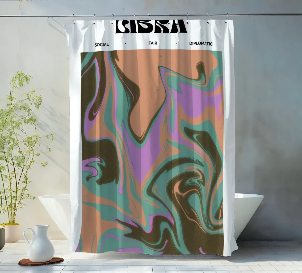 Weegschaal Abstract - Harmonieuze Psychedelische Dierenriem Print douchegordijn van NorwesClub