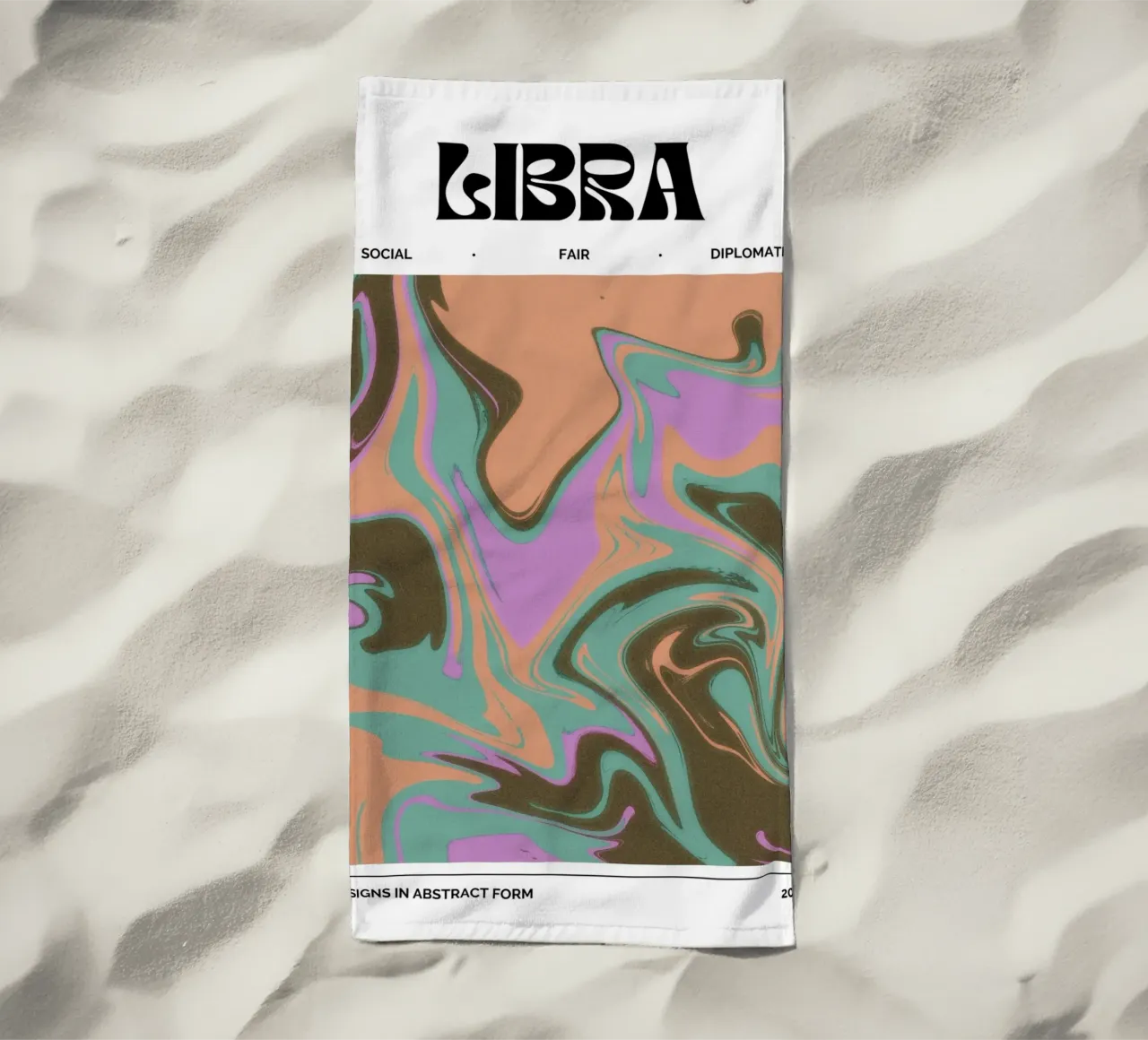 Libra Abstract - Harmonious Psychedelic Zodiac Print beach towel by NorwesClub
