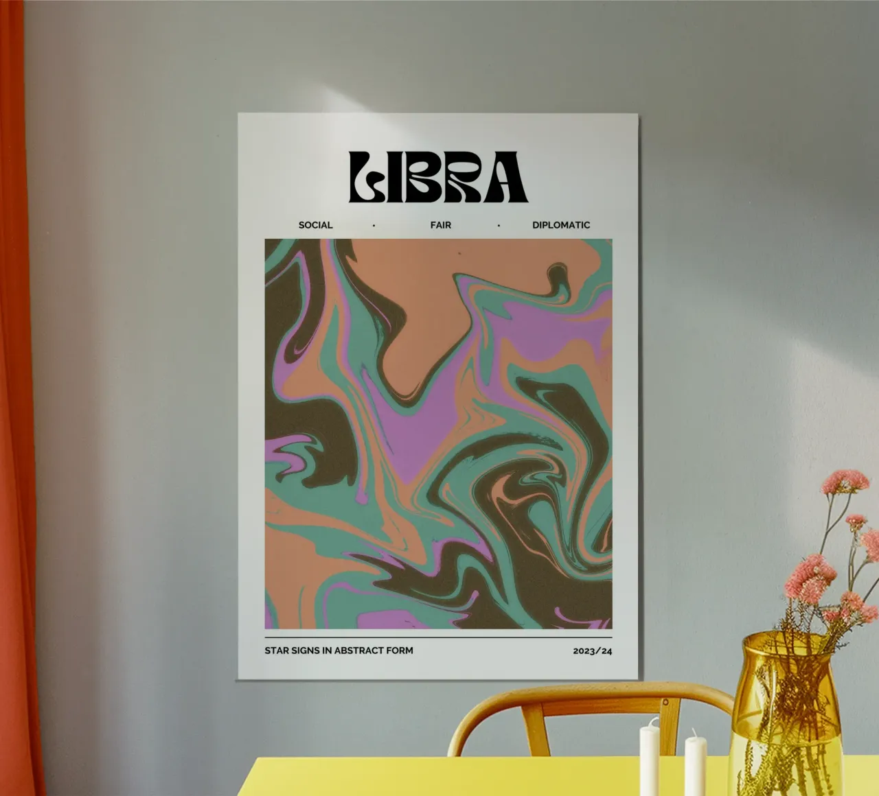 Libra Abstract - Stampa zodiacale armoniosa e psichedelica poster da NorwesClub