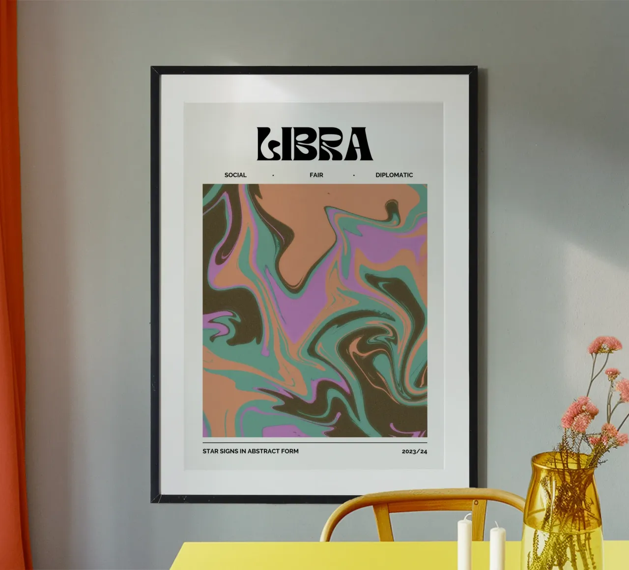 Libra Abstract - Stampa zodiacale armoniosa e psichedelica poster da NorwesClub