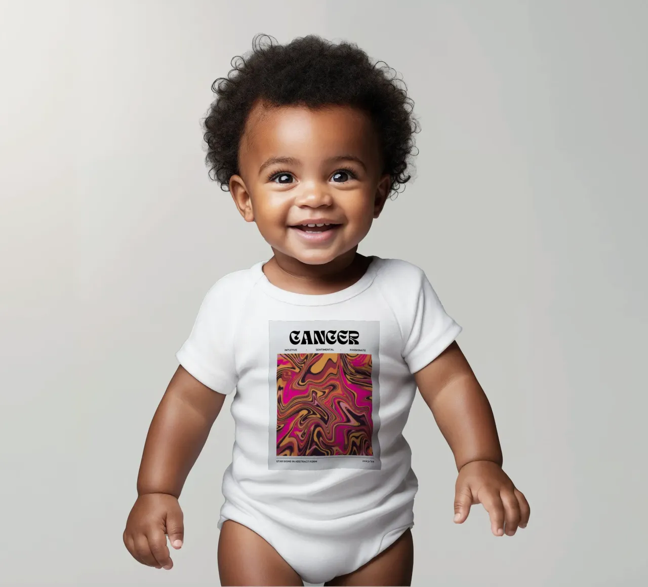 Cancer Abstract - Emotional Psychedelic Zodiac Print short-sleeve baby romper by NorwesClub