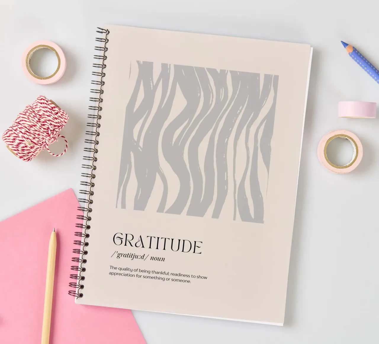 GRATITUDE Abstract - Subtle Wave Definition Print spiral notebook by NorwesClub