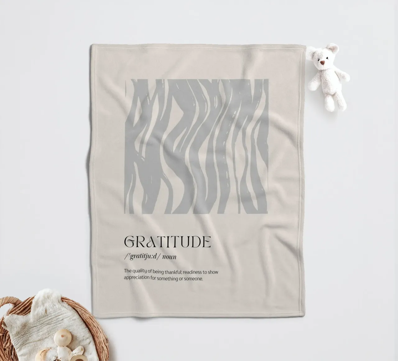 GRATITUDE Abstract - Subtle Wave Definition Print fleece blanket by NorwesClub