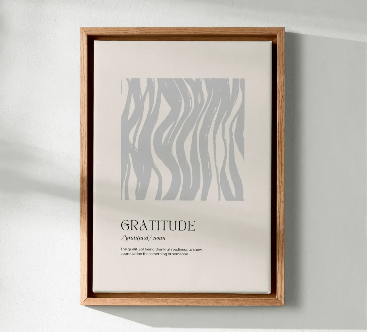 GRATITUDE Abstract - Subtle Wave Definition Print canvas with Floater frame by NorwesClub