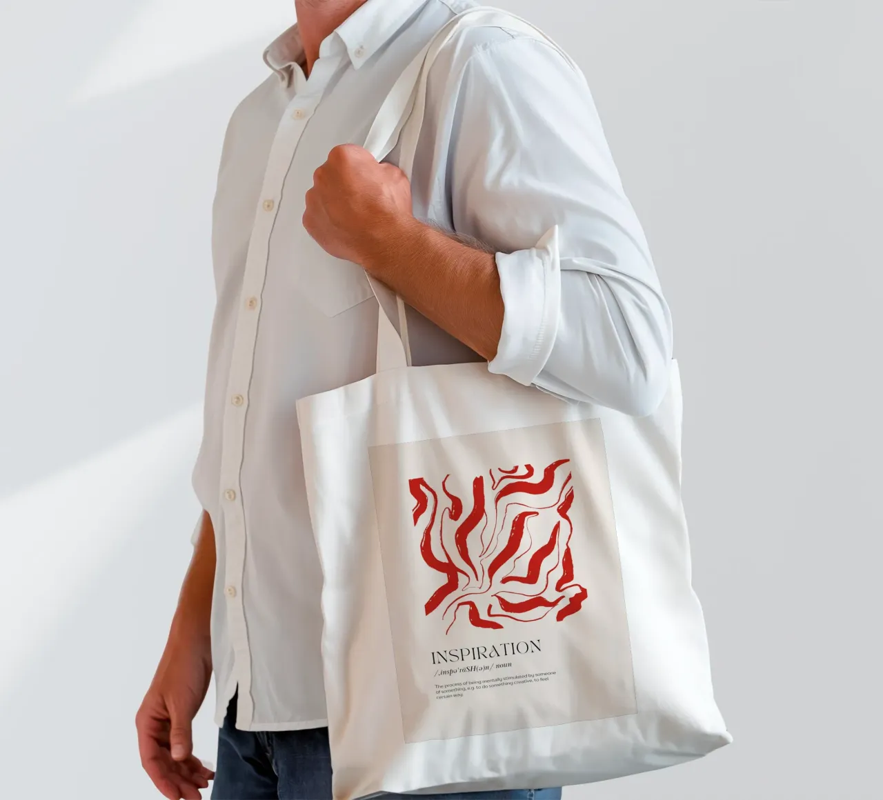 INSPIRATION Abstrakt - Bold Red Stripe Definition Kunst Jutebeutel von NorwesClub