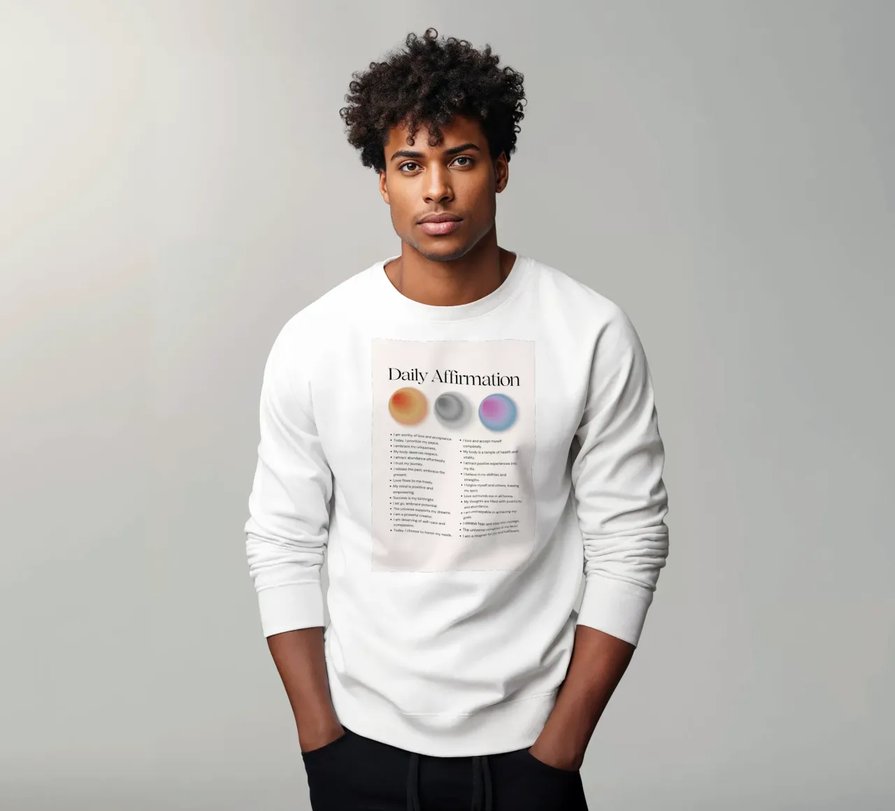 Daily Affirmation - Gradient Orb Wellness Print sweatshirt by NorwesClub