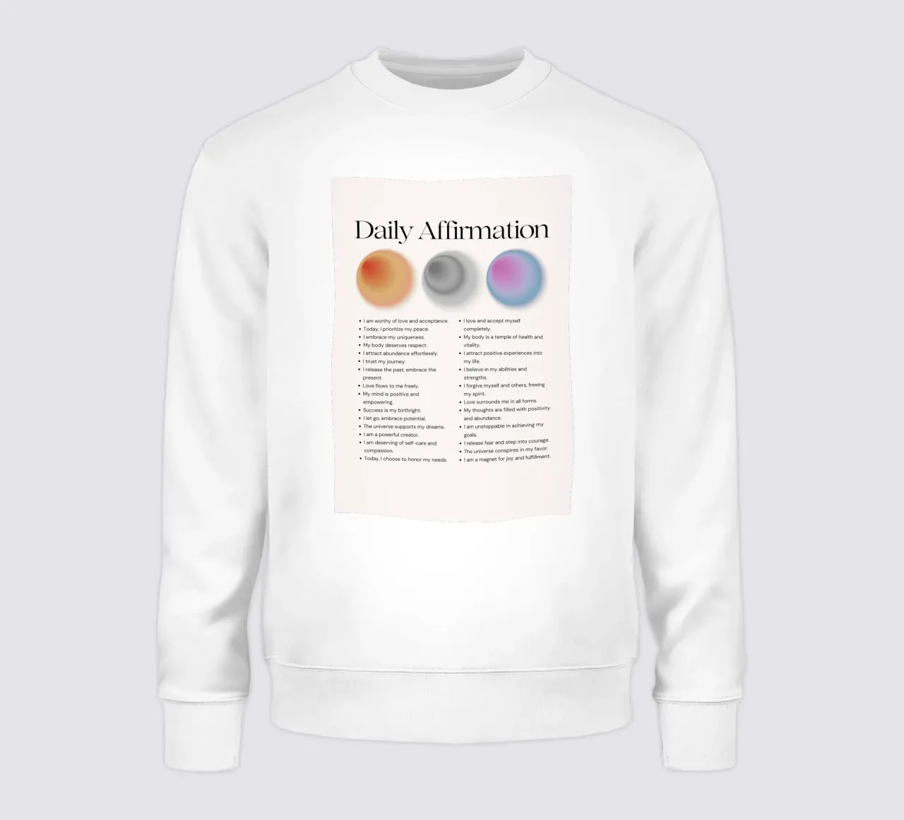 Daily Affirmation - Gradient Orb Wellness Print sweatshirt by NorwesClub