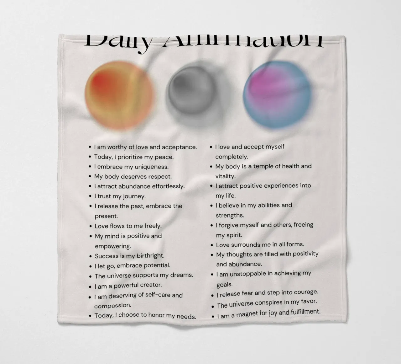 Daily Affirmation - Gradient Orb Wellness Print fleece blanket by NorwesClub