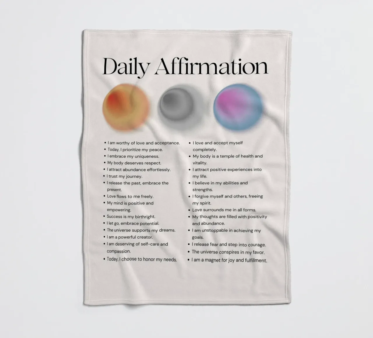 Daily Affirmation - Gradient Orb Wellness Print fleece blanket by NorwesClub