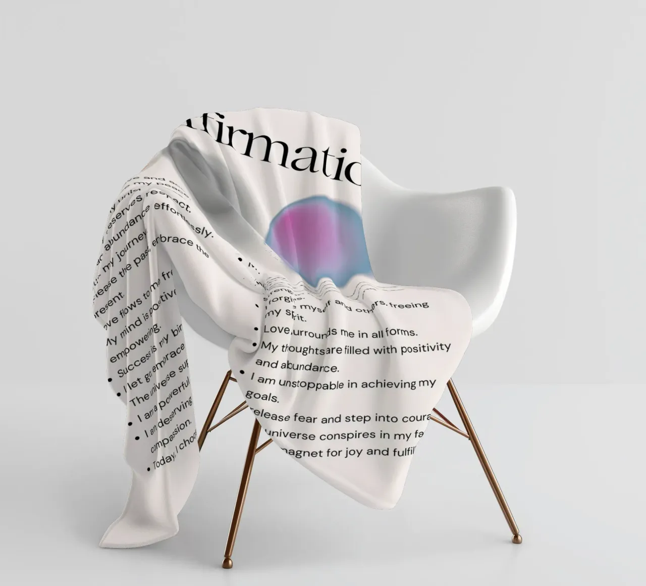 Daily Affirmation - Gradient Orb Wellness Print fleece blanket by NorwesClub