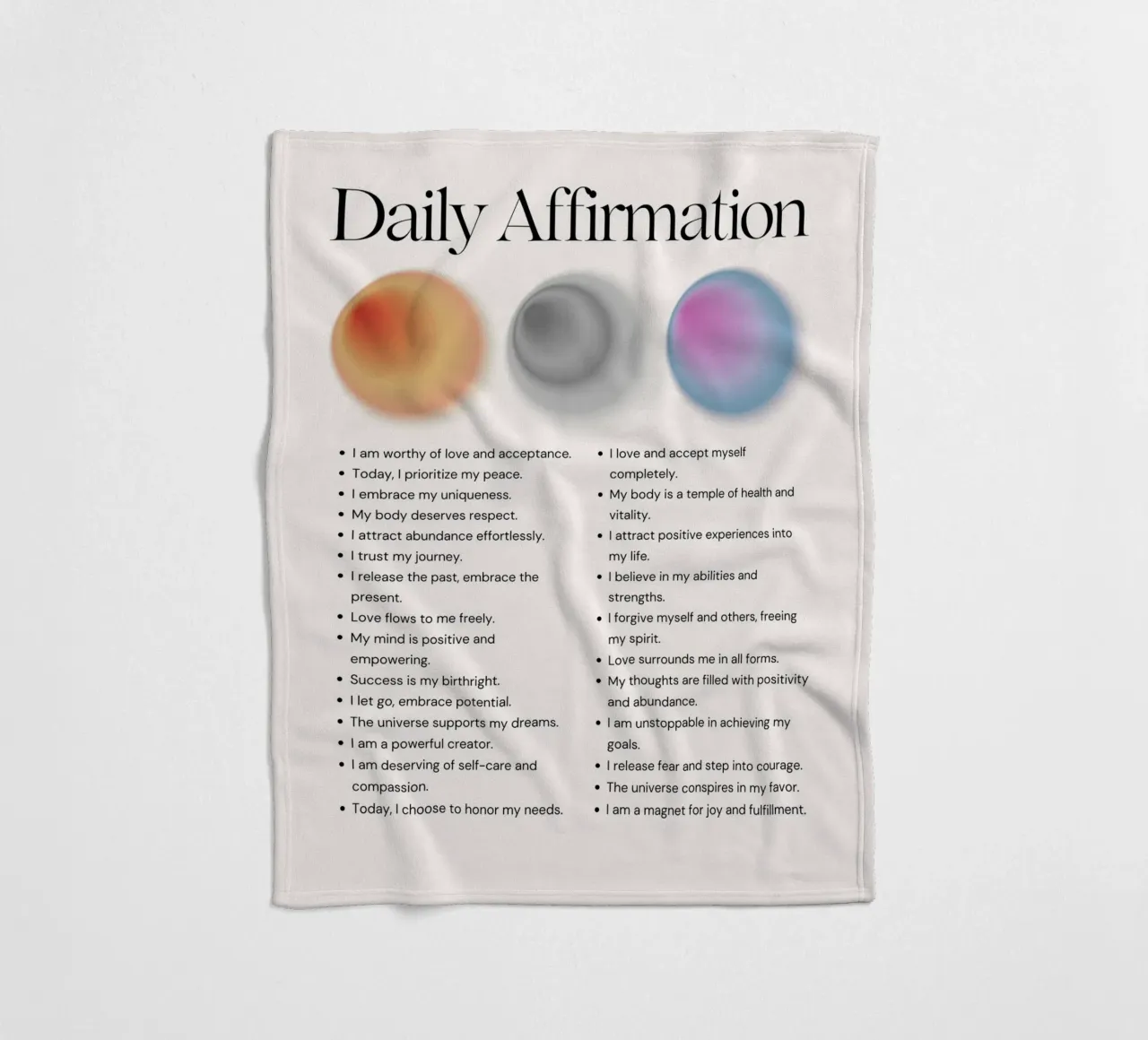 Daily Affirmation - Gradient Orb Wellness Print fleece blanket by NorwesClub
