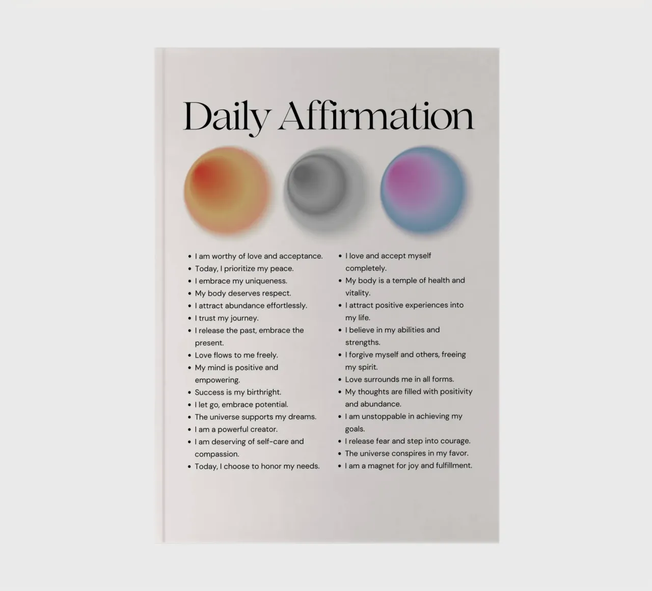 Daily Affirmation - Gradient Orb Wellness Print notebook by NorwesClub