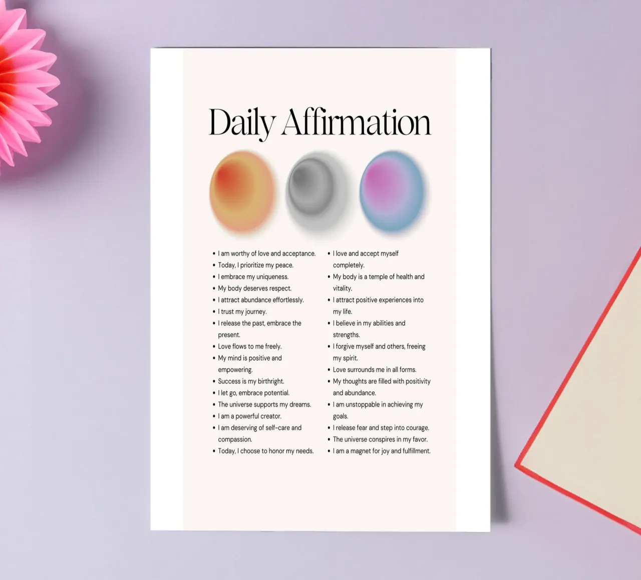 Daily Affirmation - Gradient Orb Wellness Print sticker sheet by NorwesClub