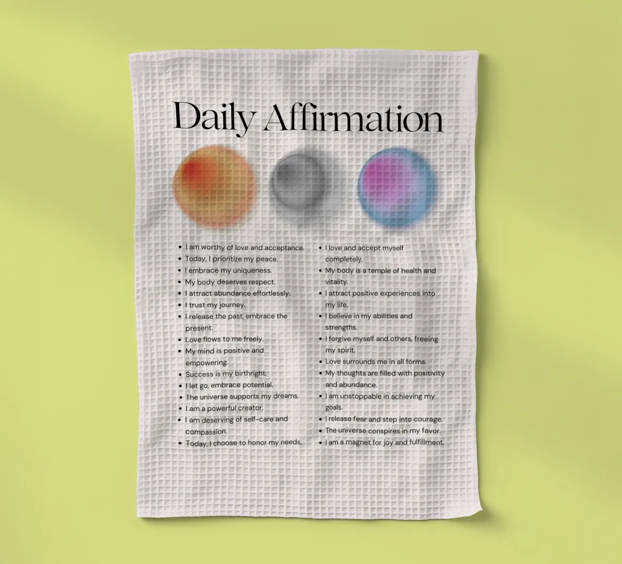 Tägliche Affirmation - Gradient Orb Wellness Print Geschirrtuch von NorwesClub