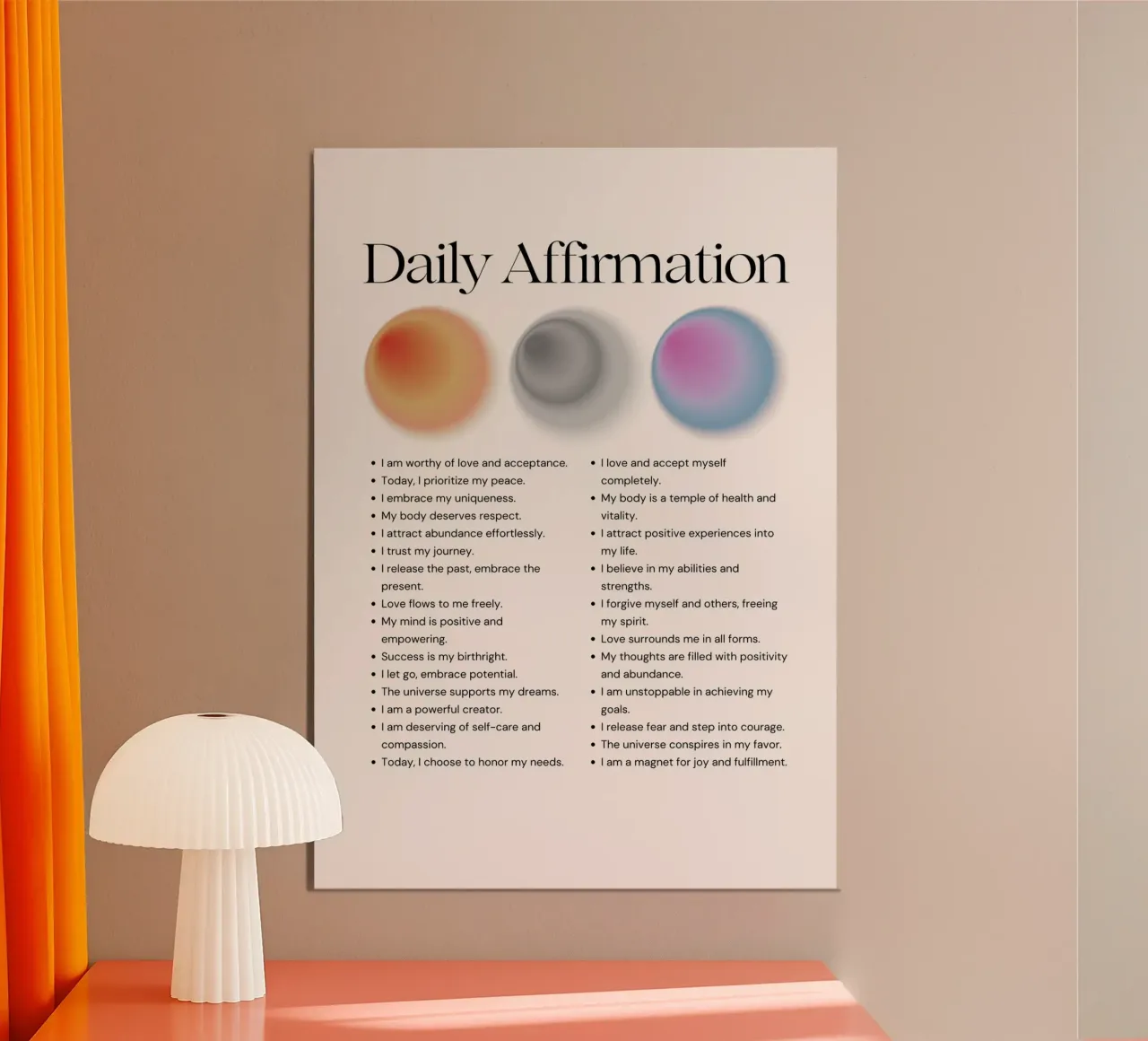 Daily Affirmation - Gradient Orb Wellness Print alu-dibond by NorwesClub