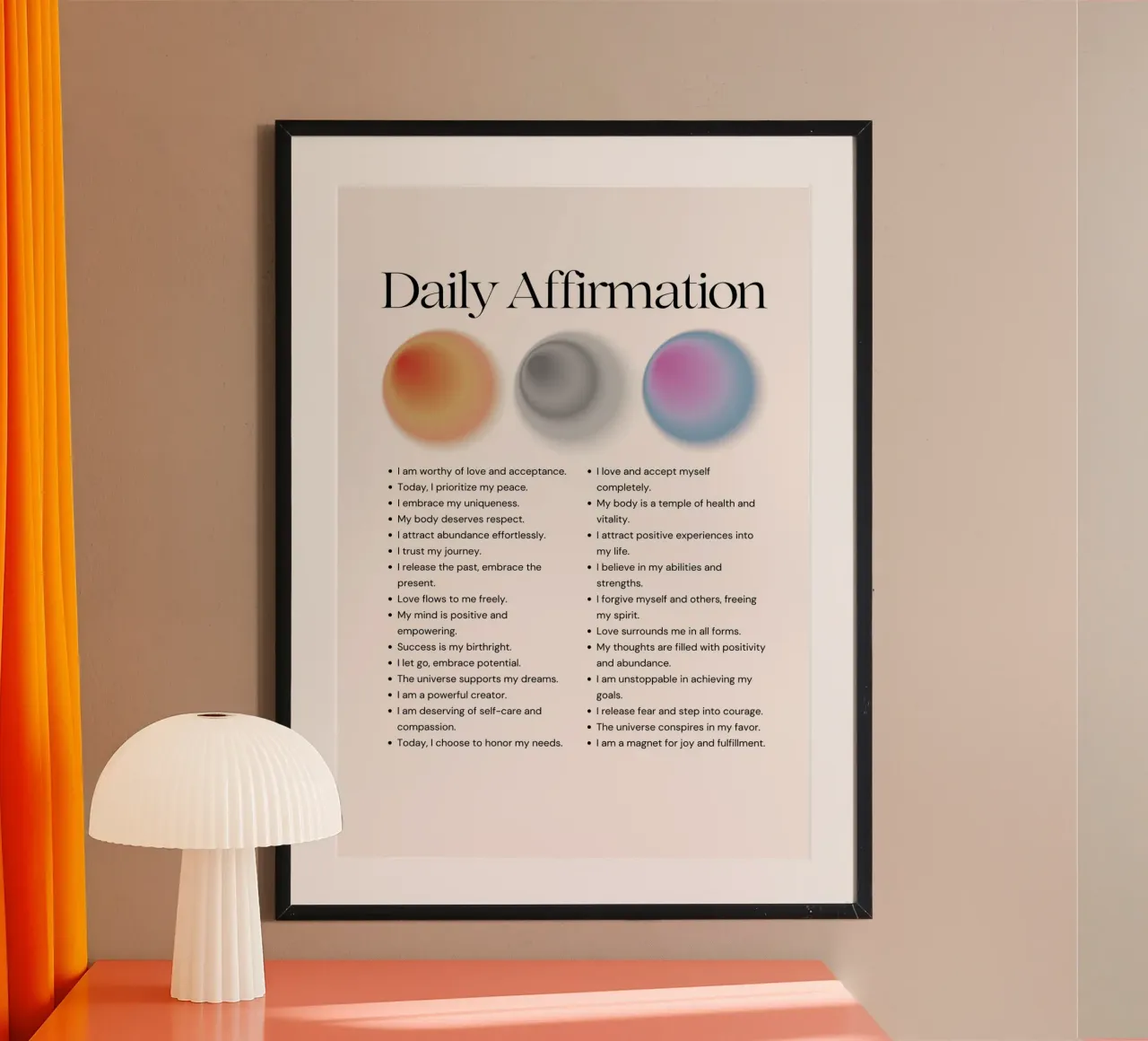 Daily Affirmation - Gradient Orb Wellness Print poster by NorwesClub