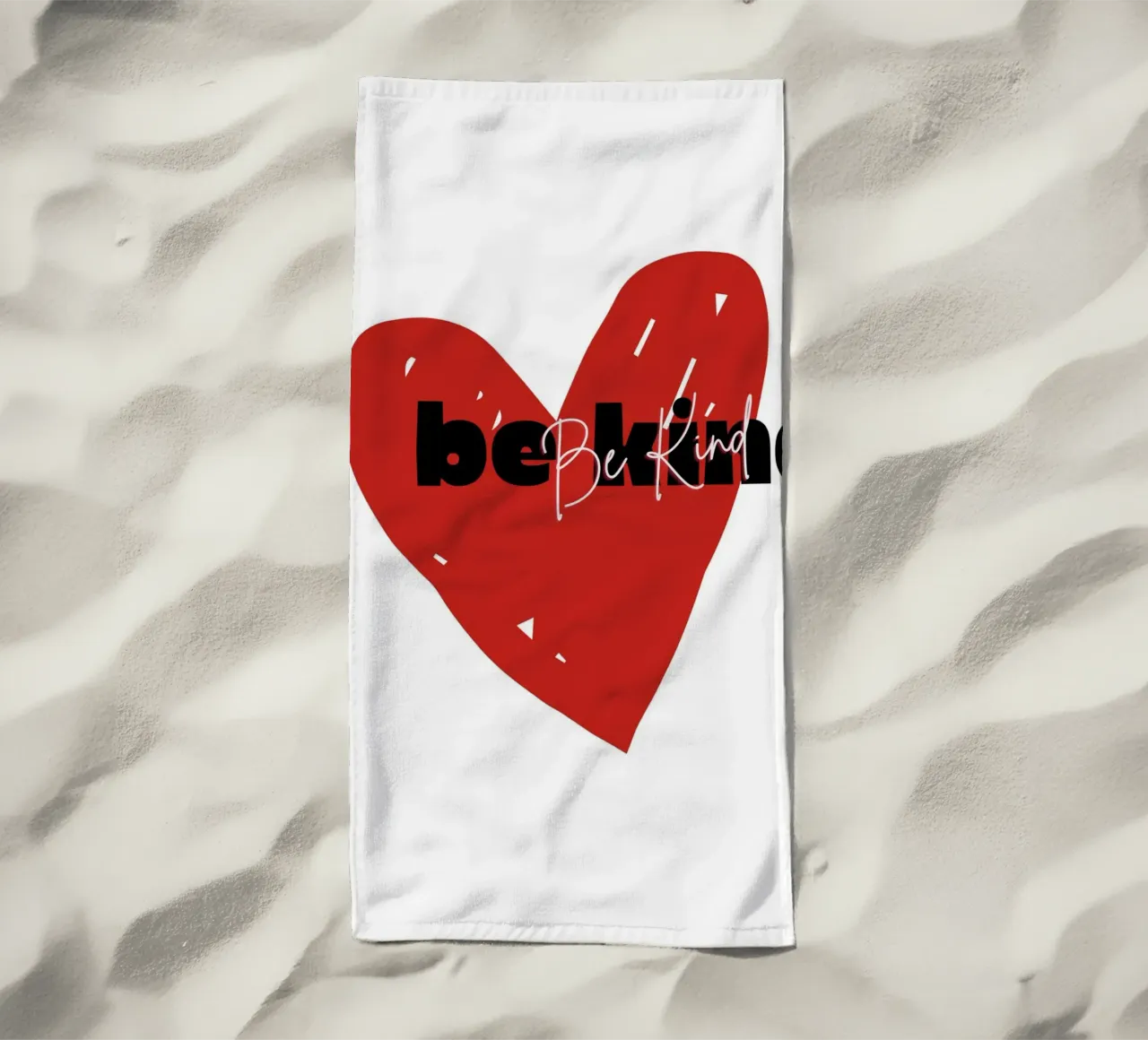 Be Kind Heart - Abstrakte Typografie Kunstdruck Strandtuch von NorwesClub