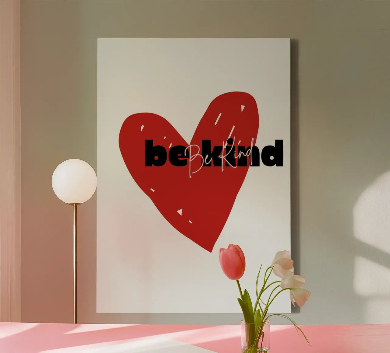 Be Kind Heart - Abstract Typography Art Print canvas by NorwesClub
