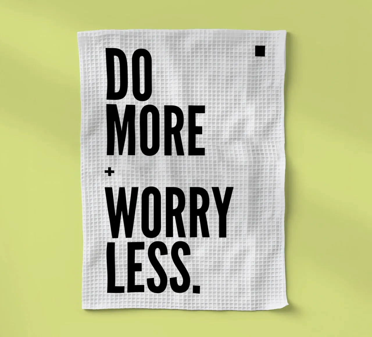 Do More Worry Less - Bold Minimalist Typography Print tea towel by NorwesClub