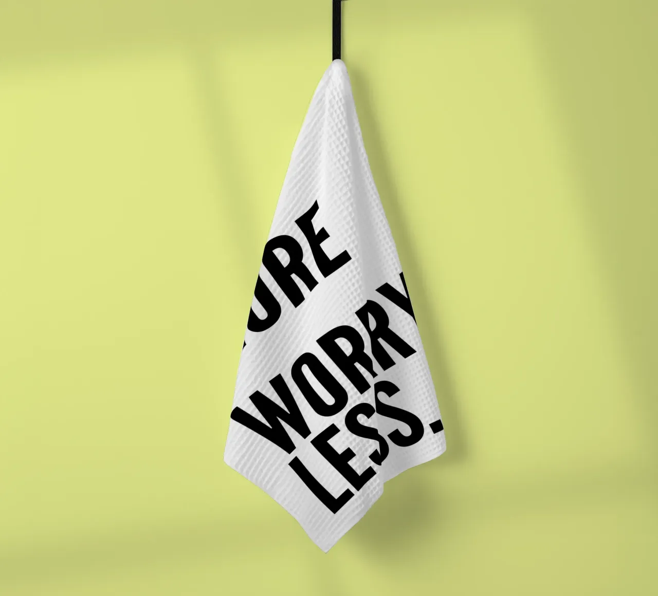 Do More Worry Less - Bold Minimalist Typography Print tea towel by NorwesClub