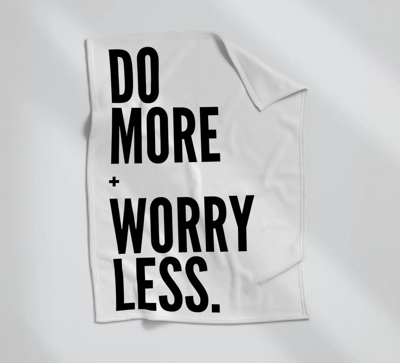 Do More Worry Less - Bold Minimalist Typography Print fleece blanket by NorwesClub