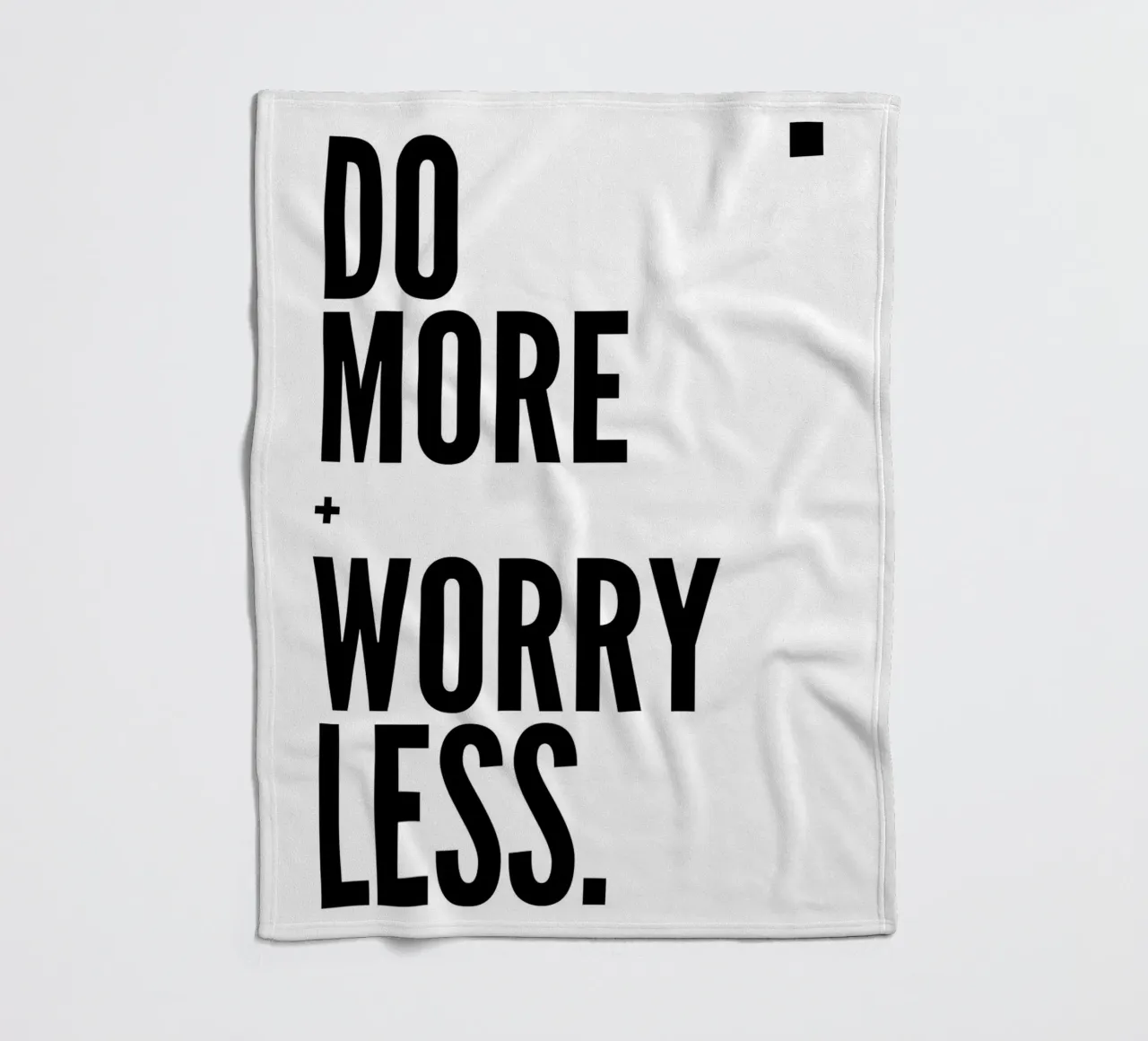 Do More Worry Less - Bold Minimalist Typography Print fleece blanket by NorwesClub