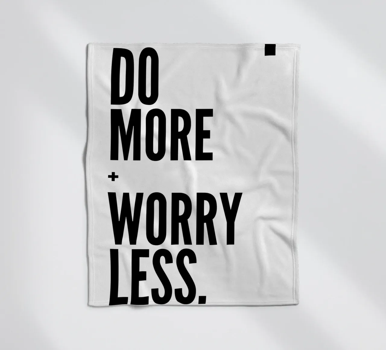 Do More Worry Less - Bold Minimalist Typography Print fleece blanket by NorwesClub